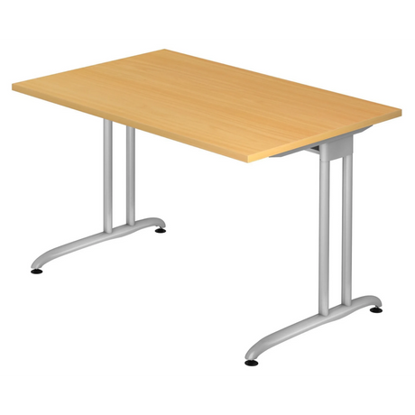Bureau BELA 12 S aspect hêtre avec pieds en métal argenté de hjh OFFICE PRO