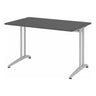 Bureau couleur graphite BELA 12 S avec structure métallique argentée et deux pieds de support de hjh OFFICE PRO