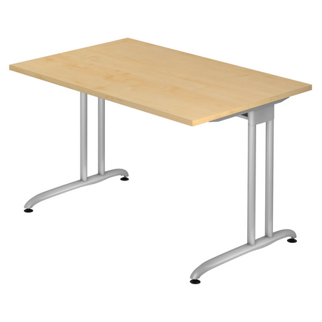 Bureau BELA 12 S aspect érable avec structure métallique argentée de hjh OFFICE PRO