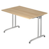 Bureau BELA 12 S aspect chêne avec structure métallique argentée de hjh OFFICE PRO