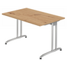 Bureau BELA 12 S en chêne rustique avec pieds en métal argenté de hjh OFFICE PRO
