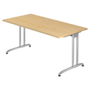 Bureau BELA 16 S avec plateau en bois d'érable clair et pieds en métal argenté de hjh OFFICE PRO