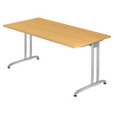 Bureau BELA 16 S aspect hêtre avec pieds en métal argenté de hjh OFFICE PRO