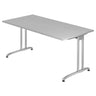 Bureau gris BELA 16 S avec plateau rectangulaire et structure métallique argentée de hjh OFFICE PRO