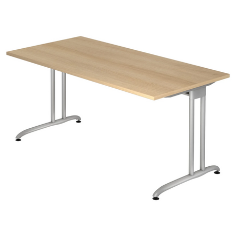 Bureau BELA 16 S effet chêne avec pieds en métal argenté de hjh OFFICE PRO