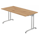 Bureau BELA 16 S avec plateau en chêne rustique et piétement argenté de hjh OFFICE PRO