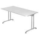 Bureau BELA 16 S blanc avec plateau rectangulaire et pieds en métal argenté de hjh OFFICE PRO