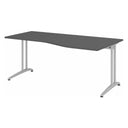Bureau BELA 18 S graphite avec plateau incurvé et pieds argentés de hjh OFFICE PRO