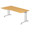 Bureau BELA 18 S en hêtre avec plateau courbé et pieds en métal argenté de hjh OFFICE PRO