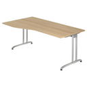 Bureau BELA 18 S effet chêne avec pieds en métal argenté de hjh OFFICE PRO