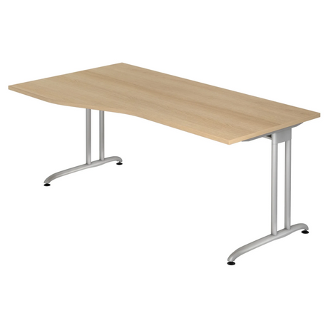 Bureau BELA 18 S effet chêne avec pieds en métal argenté de hjh OFFICE PRO