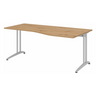 Bureau BELA 18 S en chêne noueux avec plateau incurvé et pieds gris clair de hjh OFFICE PRO