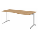 Bureau BELA 18 S en chêne noueux avec plateau incurvé et pieds gris clair de hjh OFFICE PRO