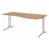 Bureau BELA 18 S en chêne noueux avec plateau incurvé et pieds gris clair de hjh OFFICE PRO