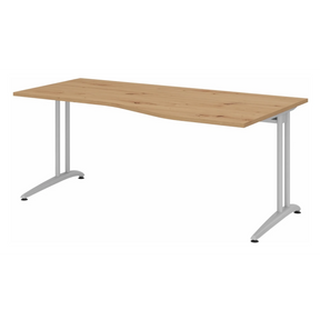 Bureau BELA 18 S en chêne noueux avec plateau incurvé et pieds gris clair de hjh OFFICE PRO