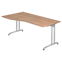 Bureau BELA 18 S aspect noyer avec pieds en métal argenté de hjh OFFICE PRO