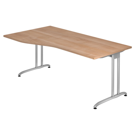 Bureau BELA 18 S aspect noyer avec pieds en métal argenté de hjh OFFICE PRO
