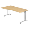 Bureau BELA 18 S aspect érable avec plateau incurvé et pieds argentés de hjh OFFICE PRO