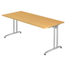 Bureau BELA 19 S effet hêtre avec structure métallique argentée de hjh OFFICE PRO