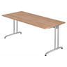 Bureau BELA 19 S avec plateau effet noyer et piètement argenté de hjh OFFICE PRO