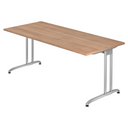 Bureau BELA 19 S avec plateau effet noyer et piètement argenté de hjh OFFICE PRO