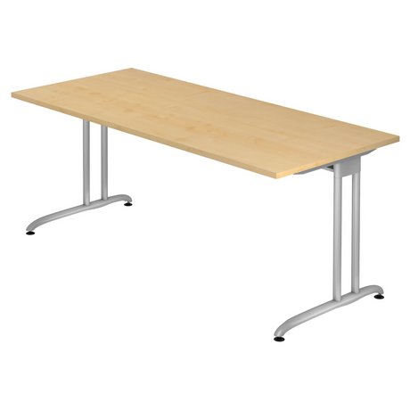 Bureau BELA 19 S effet érable avec structure métallique argentée de hjh OFFICE PRO