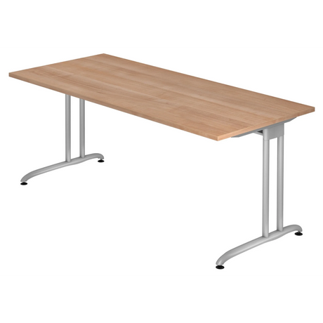 Bureau BELA 19 S avec plateau effet noyer et piètement argenté de hjh OFFICE PRO