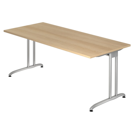 Bureau BELA 19 S avec plateau couleur chêne et structure argentée de hjh OFFICE PRO