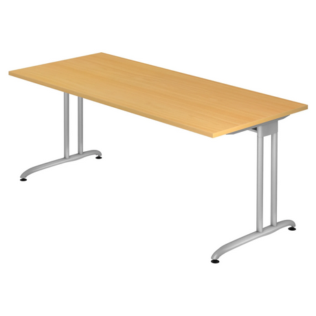 Bureau BELA 19 S effet hêtre avec structure métallique argentée de hjh OFFICE PRO