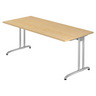 Bureau BELA 19 S effet érable avec structure métallique argentée de hjh OFFICE PRO