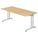 Bureau BELA 19 S effet érable avec structure métallique argentée de hjh OFFICE PRO