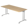 Bureau BELA 19 S avec plateau couleur chêne et structure argentée de hjh OFFICE PRO