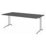 Bureau couleur graphite BELA 2E S avec deux piètements en T argentés de hjh OFFICE PRO