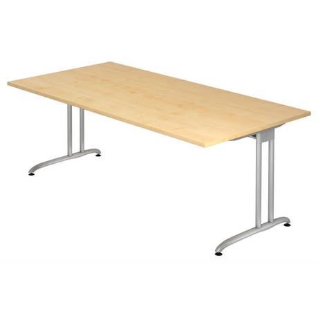 Bureau BELA 2E S aspect érable avec piètement métallique argenté de hjh OFFICE PRO