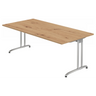 Bureau BELA 2E S avec plateau en chêne noueux et pieds en métal argenté de hjh OFFICE PRO