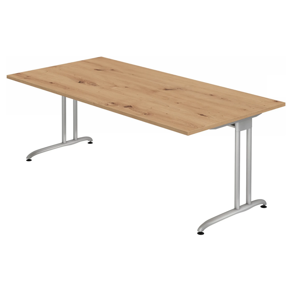 Bureau BELA 2E S avec plateau en chêne noueux et pieds en métal argenté de hjh OFFICE PRO