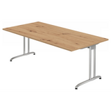 Bureau BELA 2E S avec plateau en chêne noueux et pieds en métal argenté de hjh OFFICE PRO