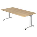 Bureau BELA 2E S aspect chêne avec pieds en métal argenté de hjh OFFICE PRO