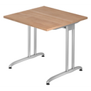 Bureau BELA 8 S avec plateau couleur noyer et piétement en C argenté de hjh OFFICE PRO