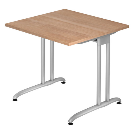 Bureau BELA 8 S avec plateau couleur noyer et piétement en C argenté de hjh OFFICE PRO