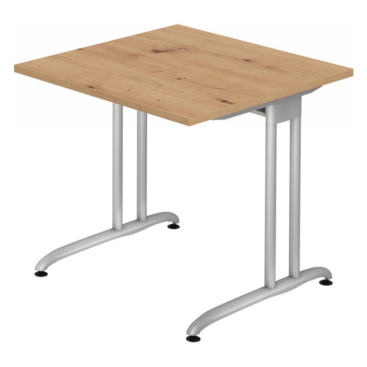 Bureau carré BELA 8 S en chêne rustique avec structure métallique argentée de hjh OFFICE PRO