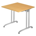 Bureau BELA 8 S avec plateau en hêtre marron clair et structure métallique argentée de hjh OFFICE PRO