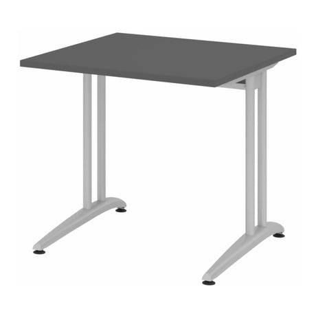 Bureau BELA 8 S graphite avec plateau carré et piétement argenté de hjh OFFICE PRO