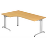 Bureau en L BELA 82 S aspect hêtre avec structure argentée de hjh OFFICE PRO