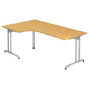 Bureau en L BELA 82 S aspect hêtre avec structure argentée de hjh OFFICE PRO