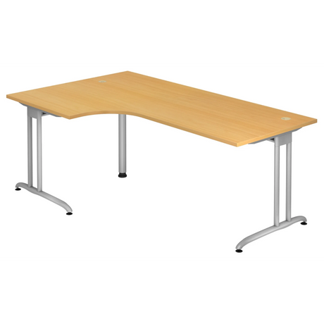 Bureau en L BELA 82 S aspect hêtre avec structure argentée de hjh OFFICE PRO
