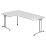 Bureau en L BELA 82 S en blanc avec pieds en métal argenté de hjh OFFICE PRO