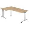 Bureau en L BELA 82 S aspect chêne avec pieds en métal argenté de hjh OFFICE PRO