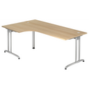 Bureau en L BELA 82 S aspect chêne avec pieds en métal argenté de hjh OFFICE PRO