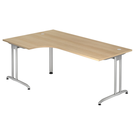 Bureau en L BELA 82 S aspect chêne avec pieds en métal argenté de hjh OFFICE PRO